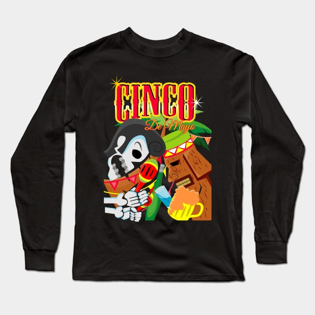 cinco de mayo skull party Long Sleeve T-Shirt by osvaldoport76